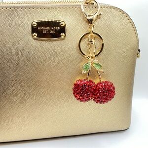 🍒 PINK OR RED Designer-Inspired Rhinestone Cherries Keychain/ Purse/Bag Charm
